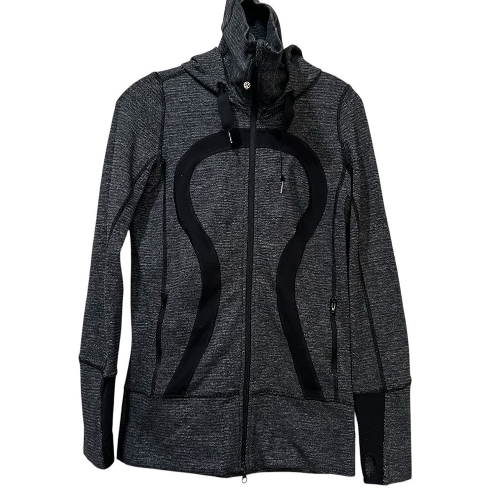 Lululemon 4 Stride Zip Up Jacket Hoodie Black Gray Long Sleeve Active Wear Y4